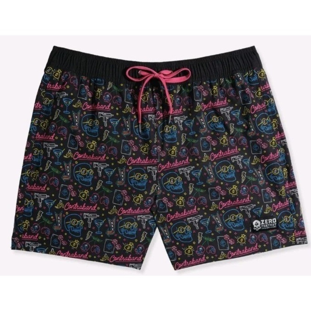 New Zero Foxtrot Swim Boardshort Trunks Men 2XL Surf Beach Military Grunge Skull